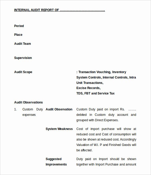 Audit Report Template Word Luxury 37 Brilliant Audit Report format Examples Thogati