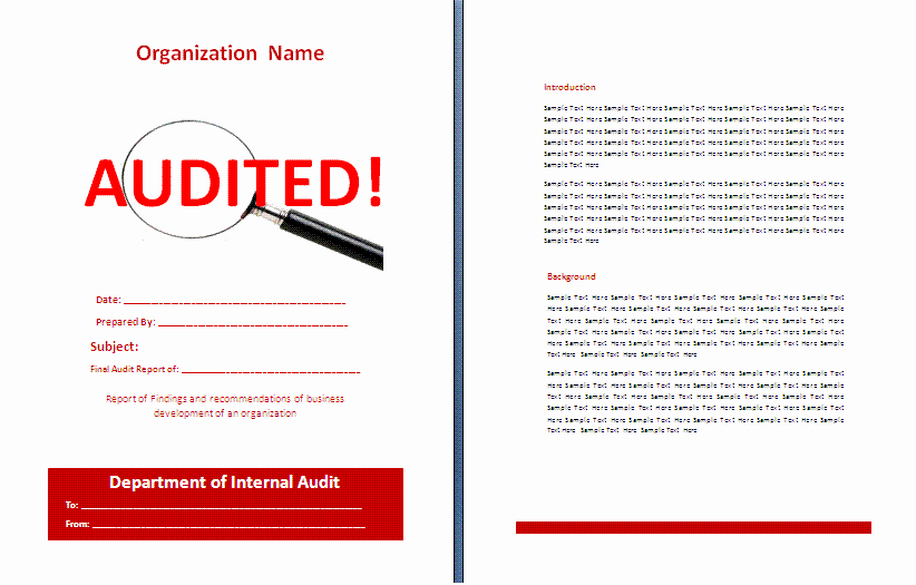 Audit Report Template Word Luxury Plans and Reports