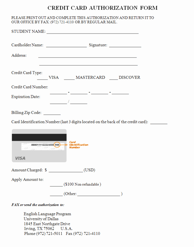 Authorization for Credit Card Use Best Of Authorization for Credit Card Use Free forms Download