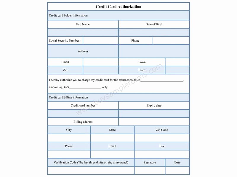 Authorization for Credit Card Use Fresh Credit Card Authorization form Pdf format