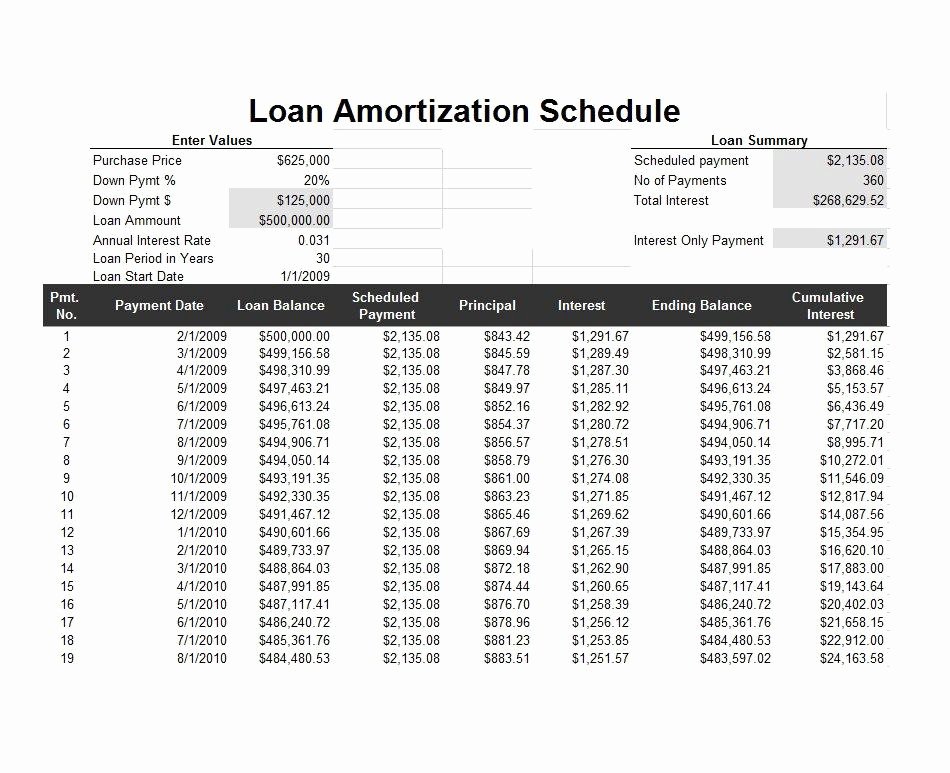 Auto Amortization Schedule Excel Lovely 24 Free Loan Amortization Schedule Templates Ms Excel