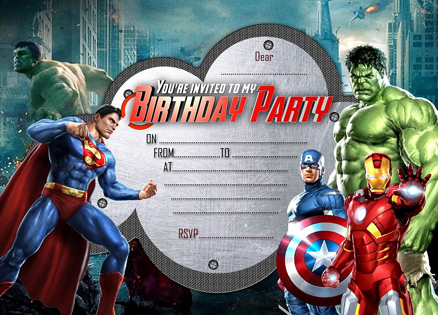 Avengers Invitations Template Free Elegant Avengers Birthday Party Invitation Template Free