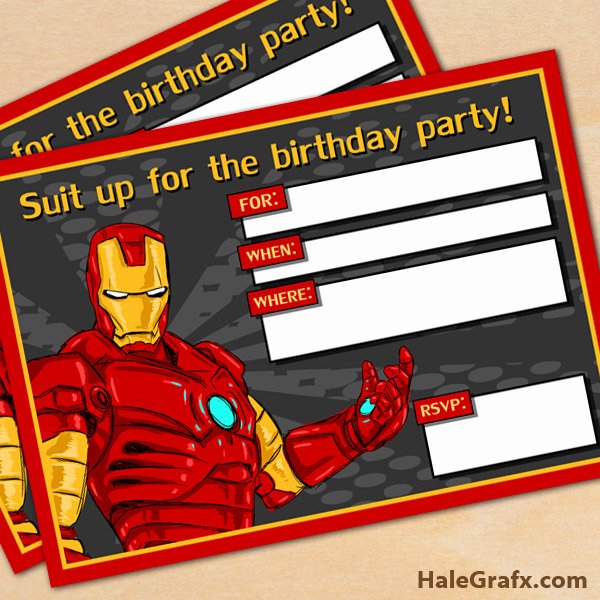 Avengers Invitations Template Free Luxury Free Printable Avengers Iron Man Birthday Invitation