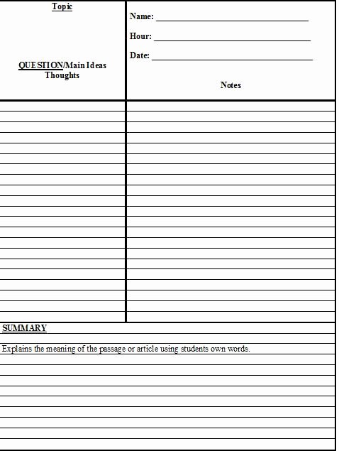 Avid Cornell Note Template Fresh Note Paper Template