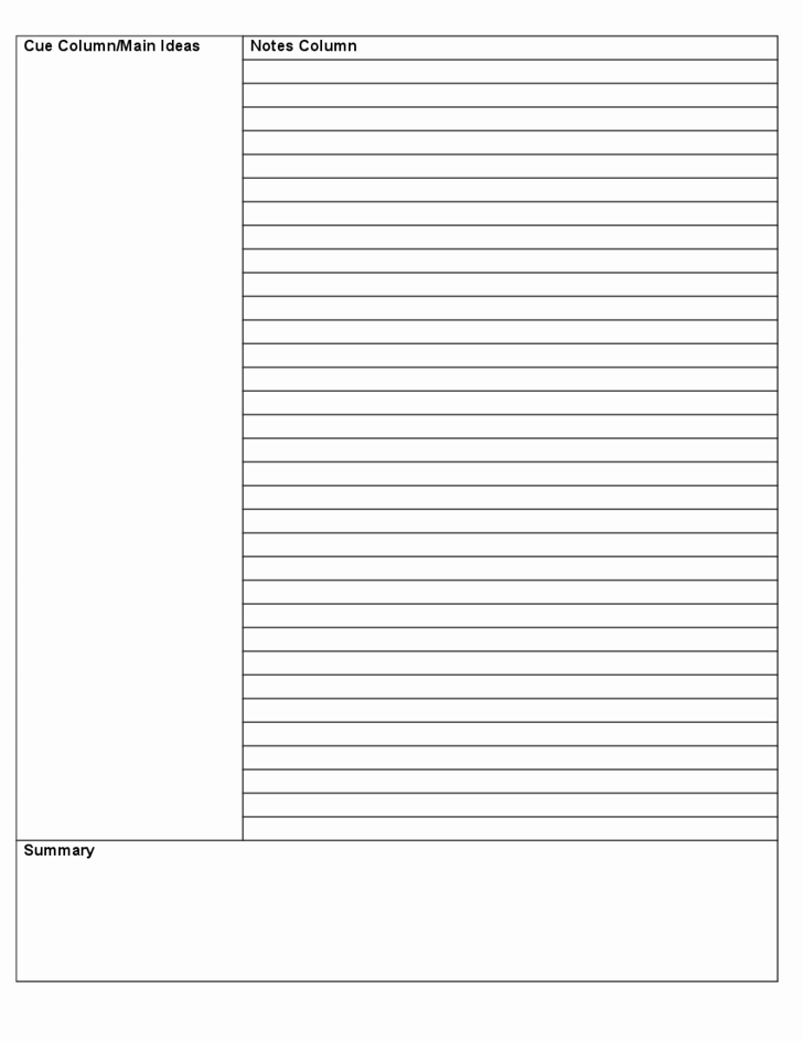 Avid Cornell Note Template Unique Simple Cornell Notes Template Free Download