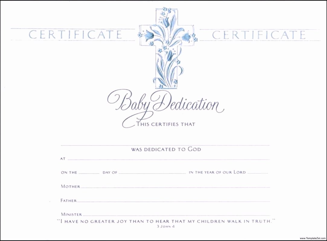 Baby Blessing Certificate Template New Baby Dedication Certificate