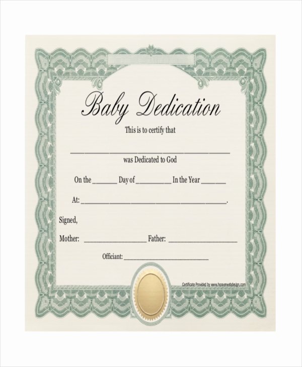 Baby Dedication Certificate Elegant Baby Certificate Template 10 Free Pdf Psd Vector