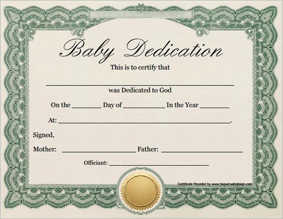 Baby Dedication Certificate Templates Elegant 10 Sample Printable Baby Dedication Certificate Templates