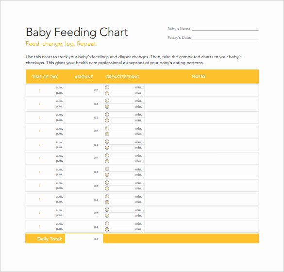 Baby Feeding Log Lovely Sample Baby Feeding Chart 7 Documents In Pdf