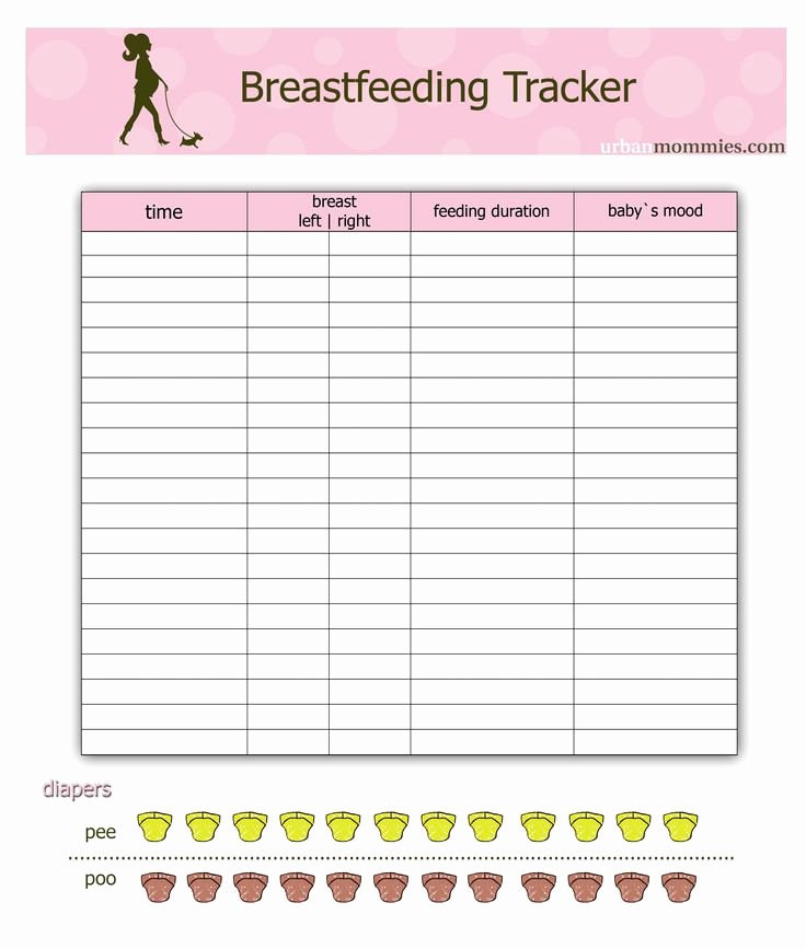 Baby Feeding Log New Breastfeeding Tracker Chart
