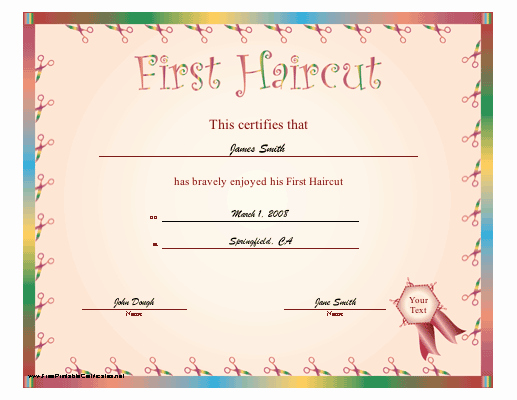 Baby First Haircut Certificate New Perfect for Parents or Hair Salons This Pastel