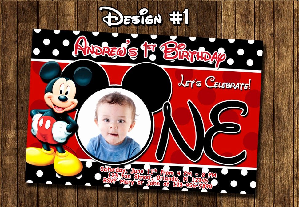 Baby Mickey 1st Birthday Invitations Beautiful Mickey Mouse Baby First Birthday Party Invitations