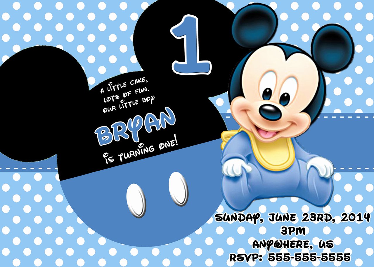 Baby Mickey 1st Birthday Invitations Inspirational Baby Disney Invitations