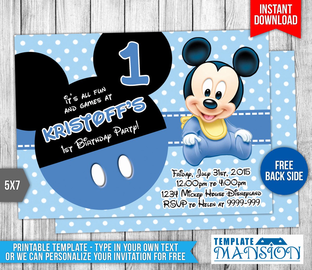 Baby Mickey Mouse Birthday Invitations Elegant Baby Mickey Mouse Birthday Invitation by Templatemansion