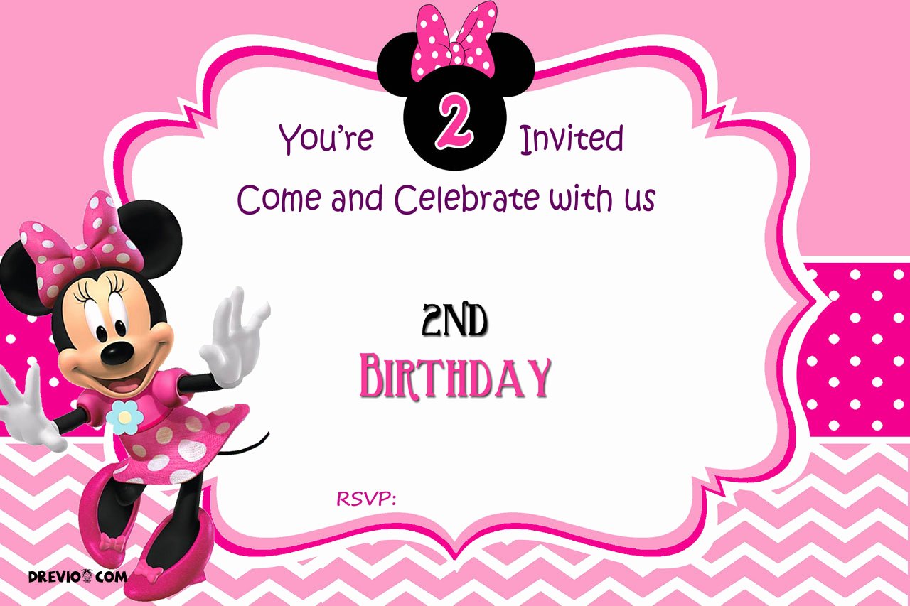 Baby Minnie Mouse Invitation Awesome Free Minnie Mouse 2nd Birthday Invitation Template