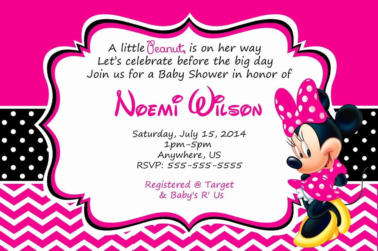 Baby Minnie Mouse Invitation Awesome Hot Pink Minnie Mouse Baby Shower Invitations