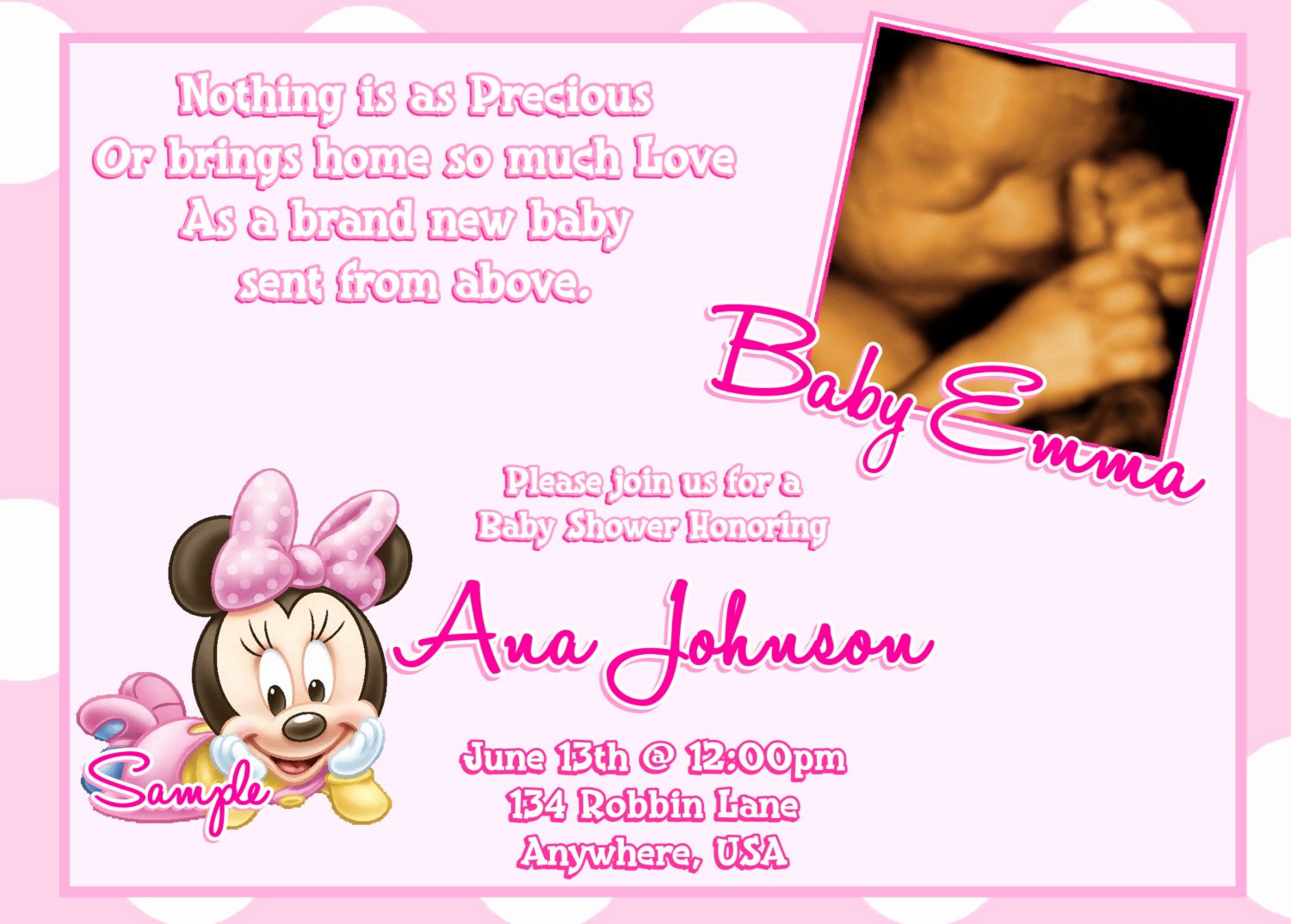 Baby Minnie Mouse Invitation New Free Minnie Mouse Baby Shower Invitation Template