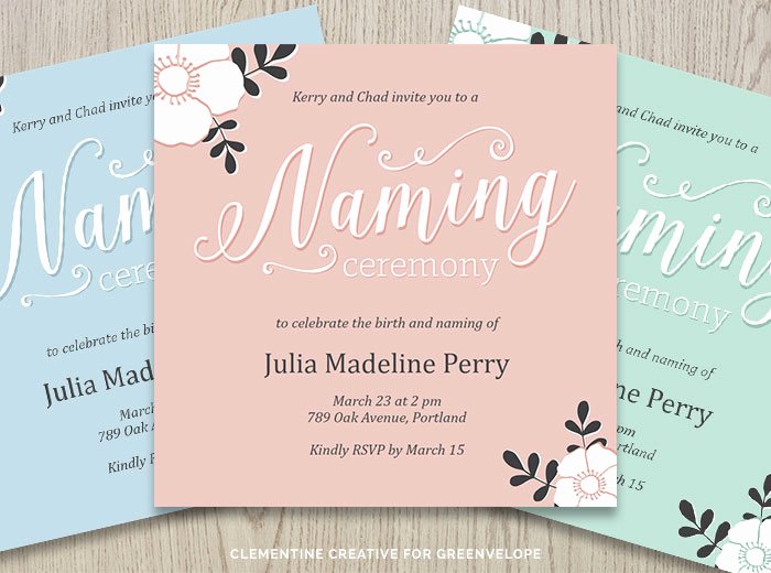 Baby Naming Ceremony Invitation Fresh New Stationery Designs for Greenvelope 26 02 15