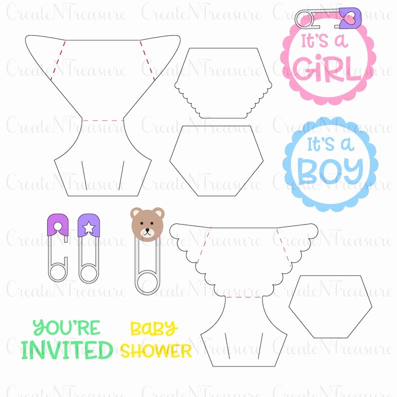 Baby Shower Diaper Template New Diaper Invitation Template Svg Baby Shower Diaper Invite