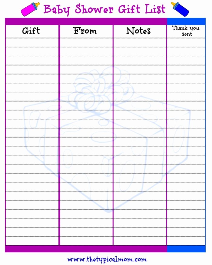 Baby Shower Gift Log Lovely Free Printable Baby Shower Games · the Typical Mom