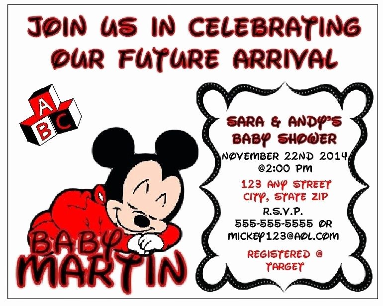 Baby Shower Mickey Mouse Invitations Inspirational Mickey Mouse Baby Shower Invitations Personalize 12pk Any