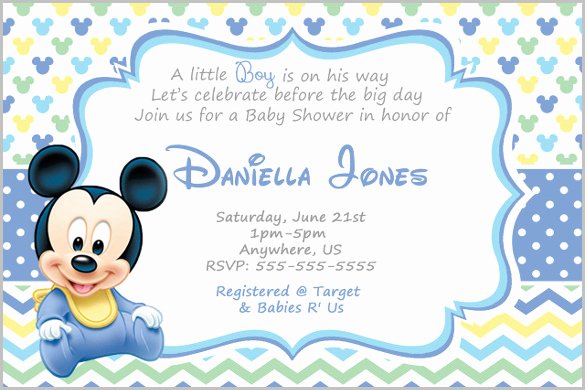 Baby Shower Mickey Mouse Invitations Inspirational Mickey Mouse Invitation Templates – 26 Free Psd Vector