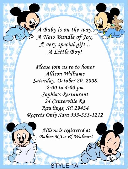 Baby Shower Mickey Mouse Invitations New Mickey Mouse Baby Shower Invitations for Boys Party Xyz