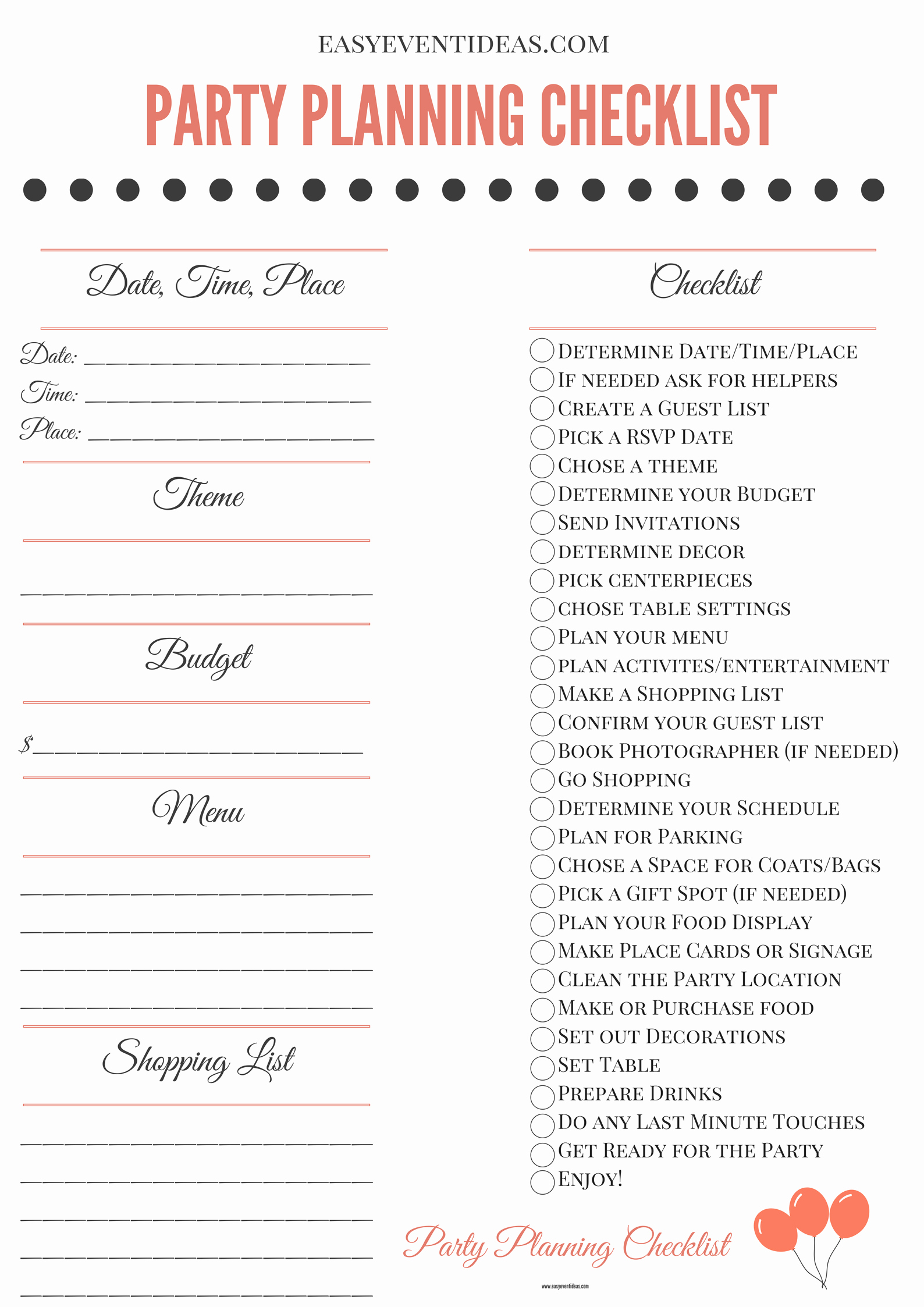 Baby Shower Planning List Fresh Printable Party Planning Checklist – Easy event Ideas