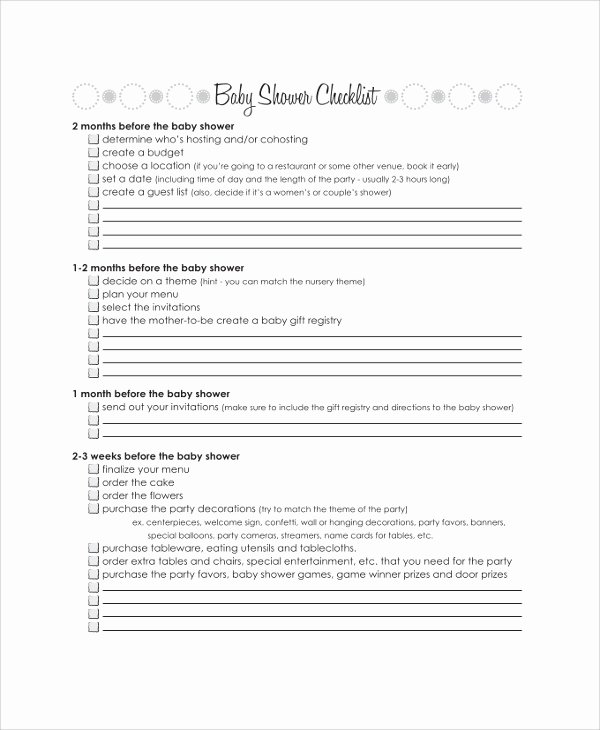 Baby Shower Program Sample Best Of Sample Baby Shower Checklist 6 Examples In Pdf Excel