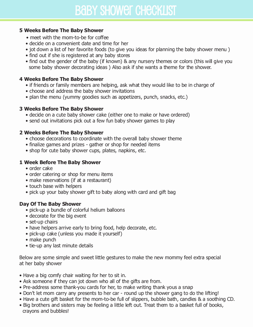 Baby Shower Program Sample Inspirational 9 Baby Showers Checklist Examples &amp; Samples