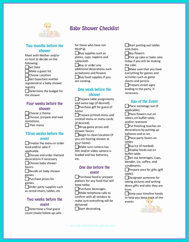 Baby Shower Shopping List Elegant Baby Shower Checklist to Help Plan the Perfect Baby Shower