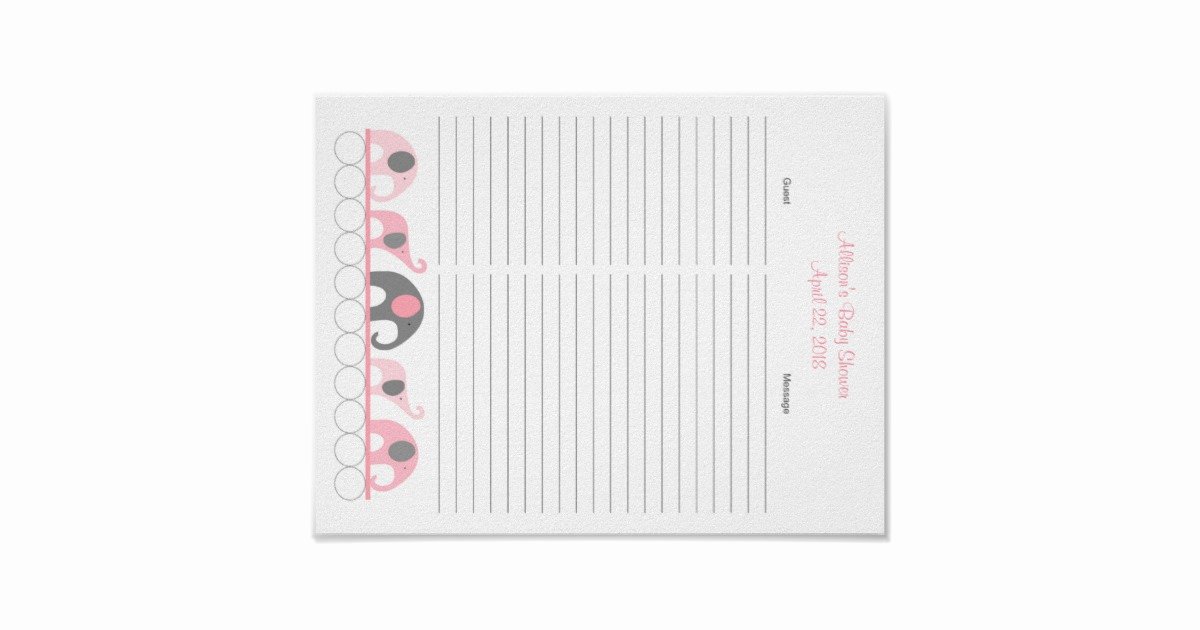 Baby Shower Sign In Sheets Beautiful Pink Gray Elephant Baby Shower Guest Sign In Sheet Poster