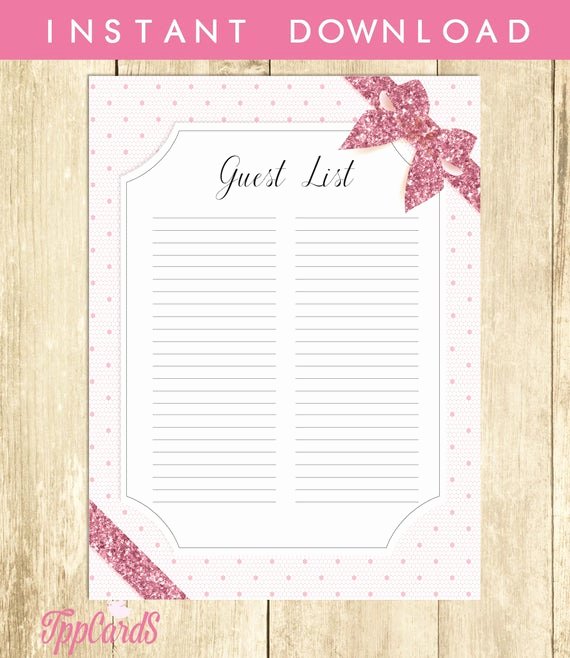 Baby Shower Sign In Sheets Inspirational Pink Lace Baby Shower Guest List Lace Baby Shower List