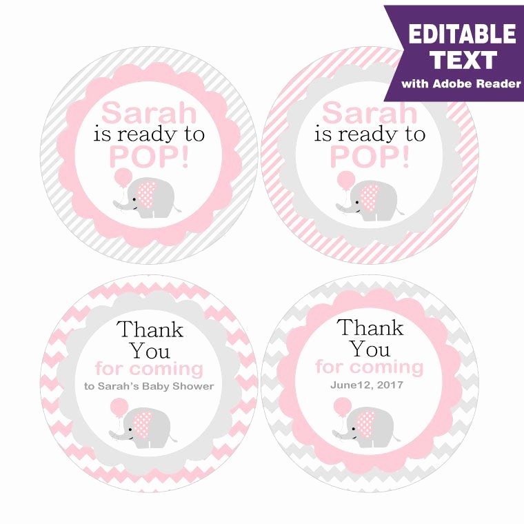 Baby Shower Tags Printable New Editable She is Ready to Pop Tag Elephant Tags Baby Shower