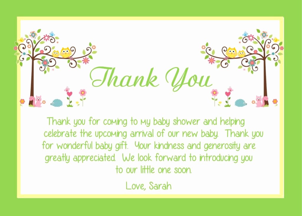 Baby Shower Thank You Letter Luxury Baby Shower Thank You Card Wording Ideas