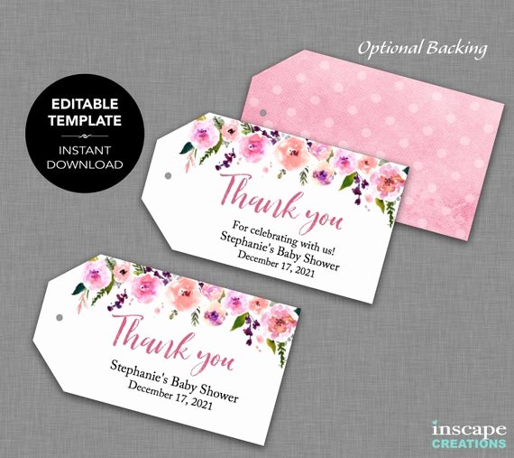 Baby Shower Thank You Template Lovely Editable Baby Shower Favor Tags Editable Template Thank