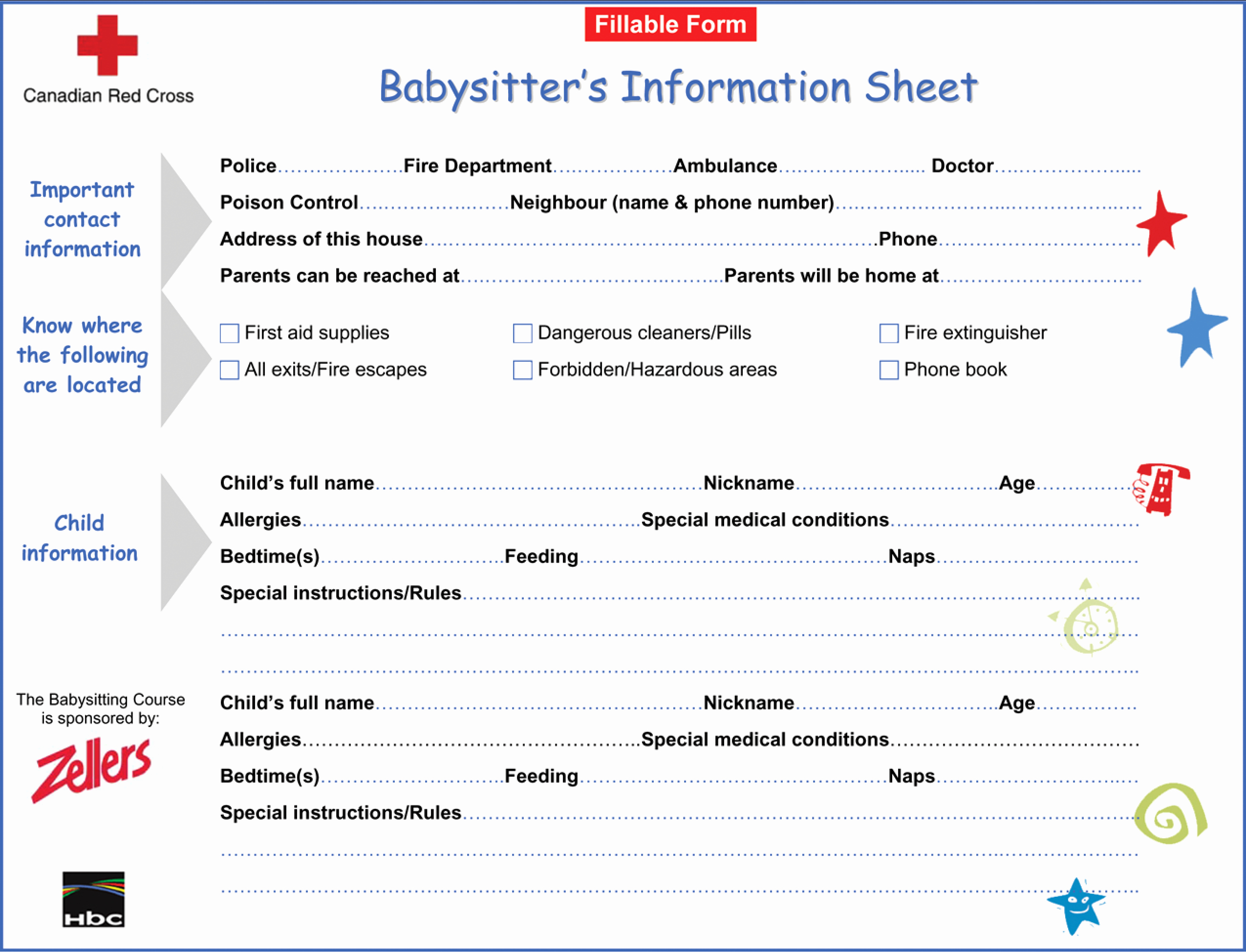 Babysitter Information Sheet Template New Printable Babysitter Information Sheet