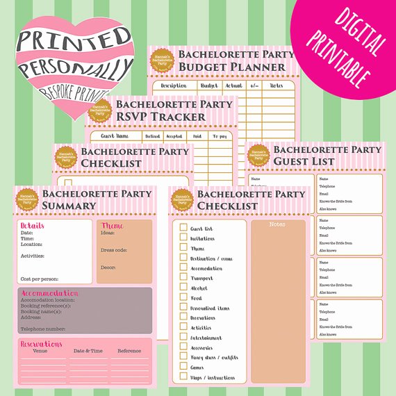 Bachelorette Party Agenda Template New Items Similar to Personalised Bachelorette Party Planner