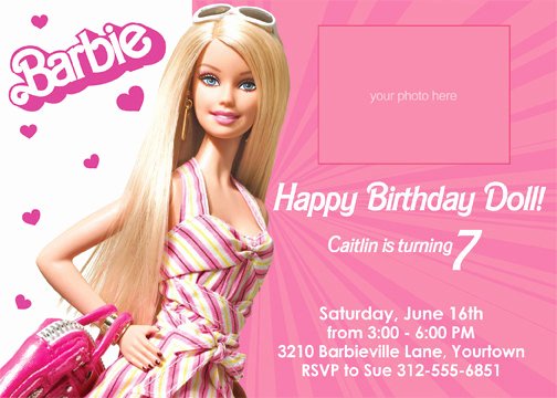 Barbie Invitations Templates Free Lovely Barbie Birthday Invitation Cards Barbie Birthday