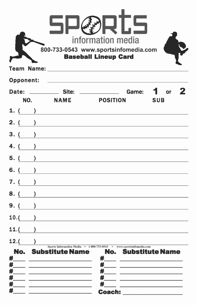 Baseball Line Up Card Beautiful Baseball Lineup Cards Generic Pack Of 30