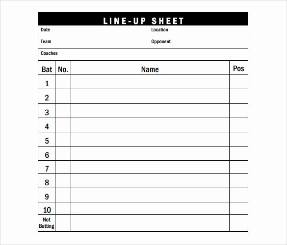 Baseball Line Up Card Elegant Baseball Lineup Template