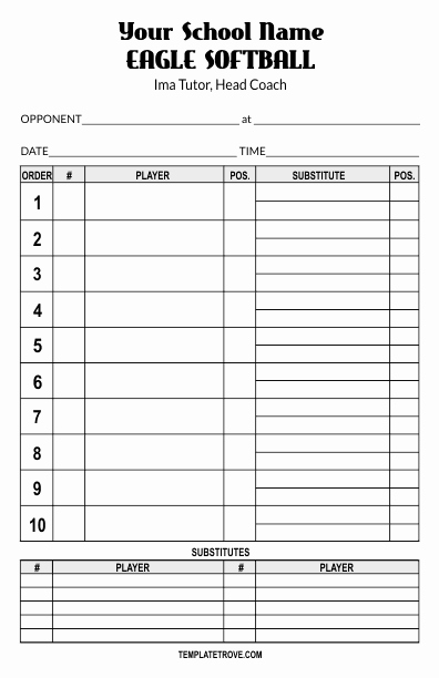Baseball Line Up Cards Best Of Lineup Card Templates