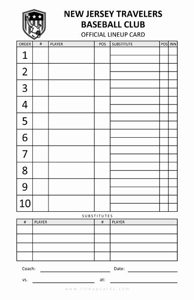 Baseball Line Up Sheets Unique Custom Travel Baseball Lineup Cards