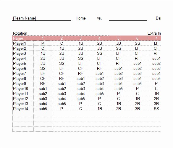 Baseball Lineup Card Excel New 9 Baseball Line Up Card Templates Doc Pdf Psd Eps