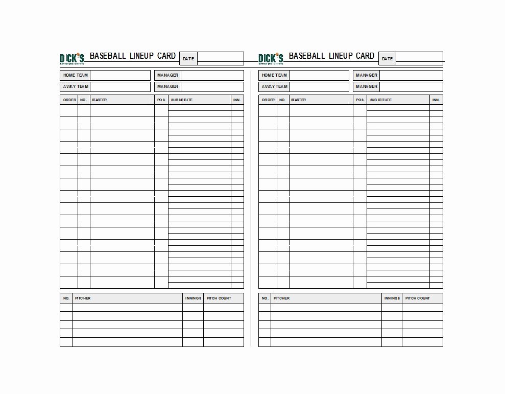 Baseball Lineup Cards Elegant 33 Printable Baseball Lineup Templates [free Download]