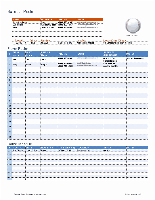 Baseball Lineup Excel Template Beautiful Free Baseball Roster and Lineup Template