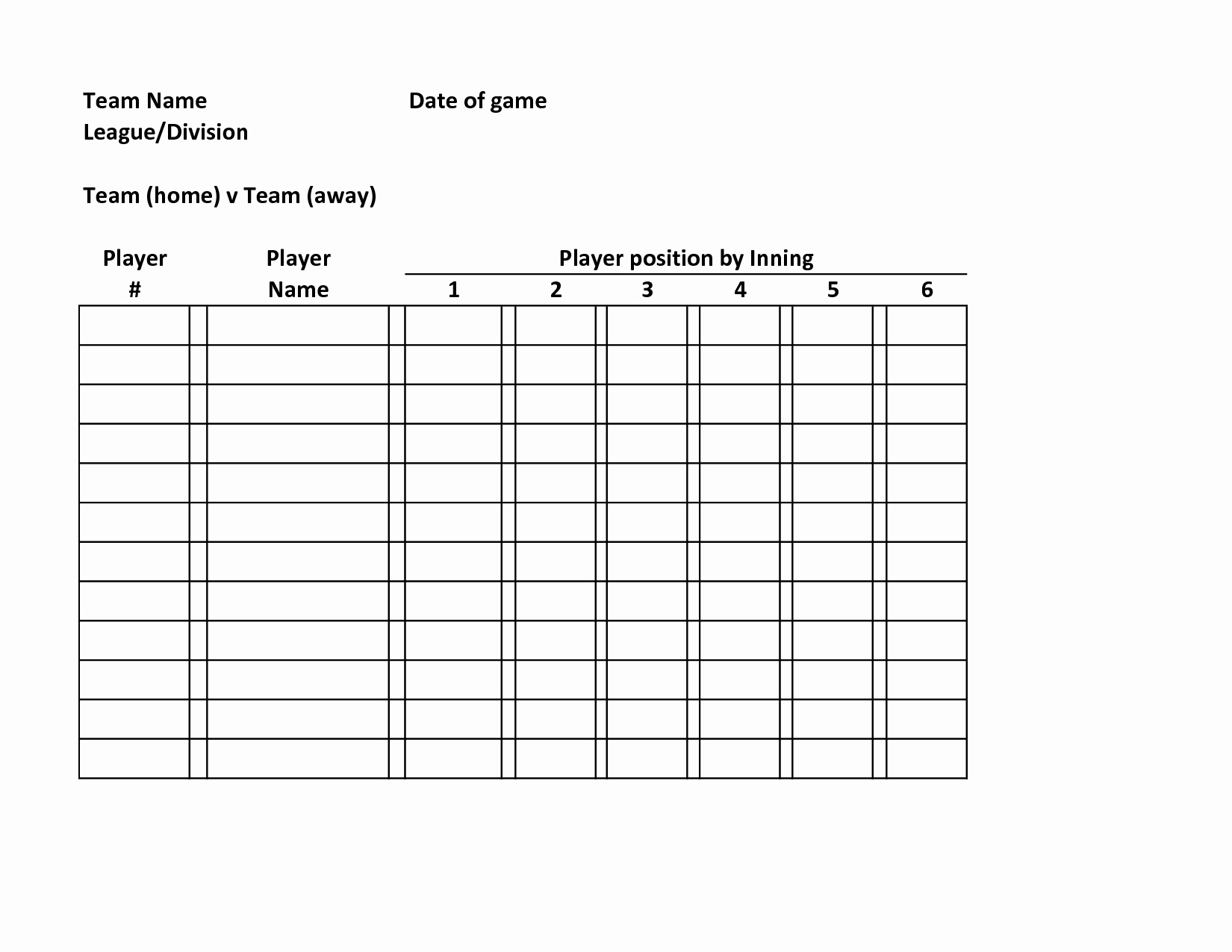Baseball Lineup Excel Template Unique Baseball Lineup Defensive