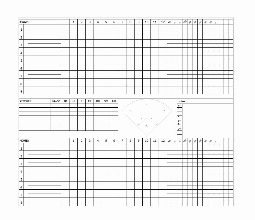 Baseball Score Book Template Lovely 30 Printable Baseball Scoresheet Scorecard Templates