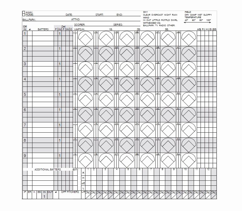 Baseball Score Sheet Template Lovely 30 Printable Baseball Scoresheet Scorecard Templates
