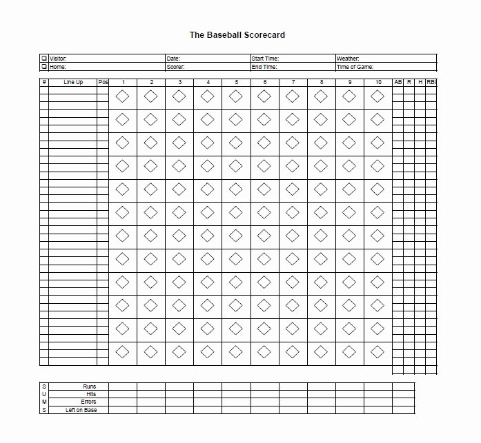 Baseball Score Sheet Template Lovely 30 Printable Baseball Scoresheet Scorecard Templates